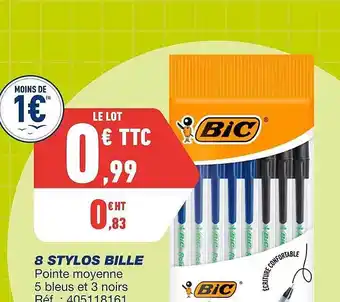 Bureau Vallée 8 stylos bille bic offre