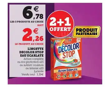 Hyper U Lingette Décolor Stop Eau écarlate offre