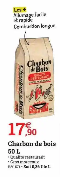 Espace emeraude Charbon de bois 50 l offre