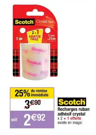 Cora x Carrefour SCOTCH recharges ruban adhésif crystal offre
