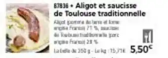 Thiriet Aligot et saucisse de toulouse traditionnelle offre