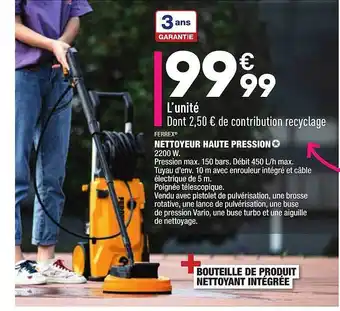 ALDI Nettoyeur Haute Pression Ferrex offre