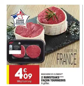 ALDI 2 Rumstecks Façon Tournedos Boucherie St-clément offre