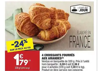 ALDI 4 Croissants Fourrés Aux Amandes offre