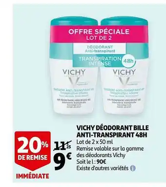 Auchan Vichy DÉodorant Bille Anti-transpirant 48h offre