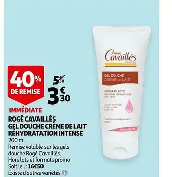 Auchan RogÉ CavaillÈs Ge Douche CrÈme De Lait RÉhydratation Intense offre