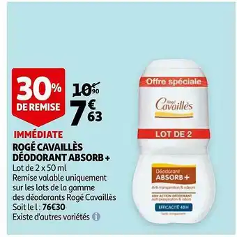 Auchan RogÉ CavaillÈs DÉodorant Absorb + offre