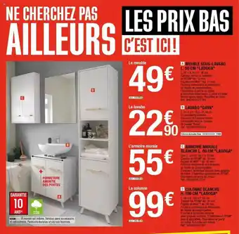 Brico Dépôt Meuble Sous-lavabo, Lavabo Gava, Armoire Murale Blanche, Colonne Blanche offre