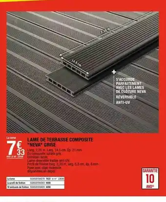 Brico Dépôt Lame De Terrasse Composite offre