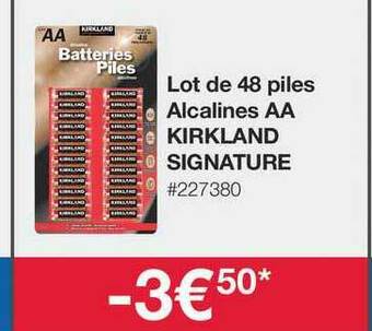 Costco Lot De 48 Piles Alcalines Aa Kirkland Signature offre