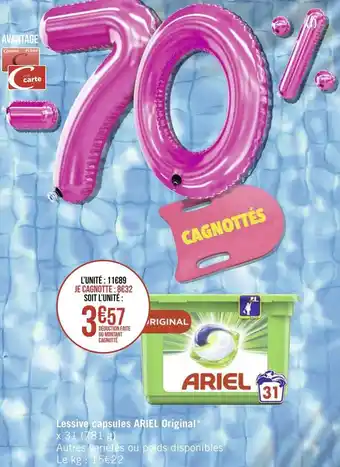 Géant Casino Ariel lessive capsules original* offre