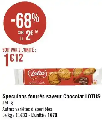 Lotus speculoos fourrés saveur chocolat