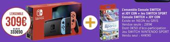 Géant Casino Nintendo l’ensemble console switch et joy con + jeu switch sport console switch + joy con offre