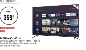 Géant Casino Continental edison tv qled 43’’ (108 cm) offre