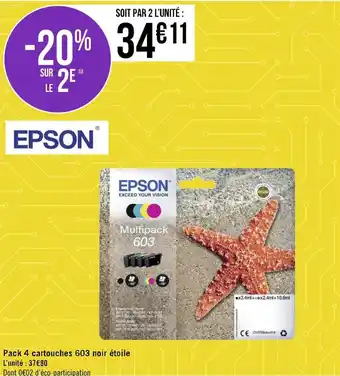 Géant Casino Epson pack 4 cartouches 603 noir étoile offre