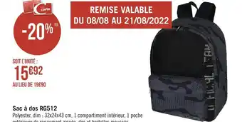 Géant Casino Sac à dos rg512 offre