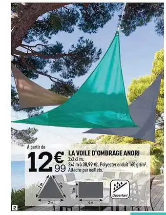 Centrakor La voile d'ombrage anori offre