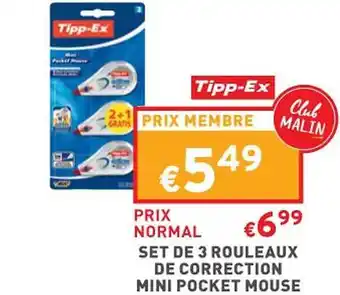 Trafic Set de 3 rouleaux de correction mini pocket mouse tipp-ex offre