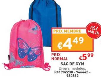 Trafic Sac de gym offre