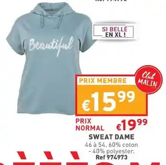 Trafic Sweat dame offre