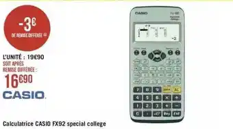 Géant Casino Calculatrice casio fx92 spécial collège casio offre