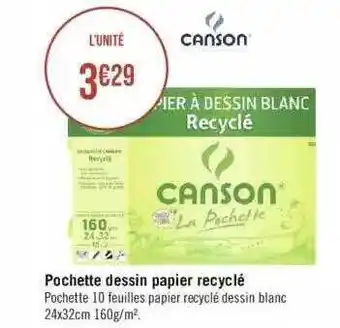 Géant Casino Pochette dessin papier recyclé canson offre