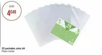 25 pochettes coins a4