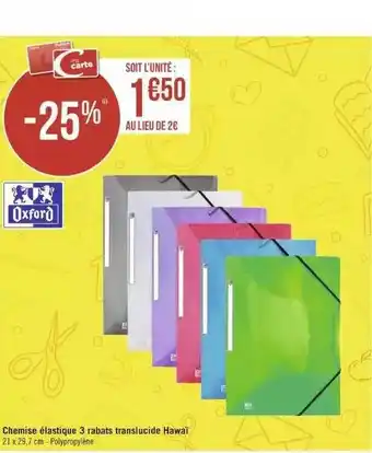 Géant Casino Chemise élastique 3 rabats translucide hawaï oxford offre