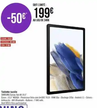 Géant Casino Tablette tactile samsung galaxy tab a8 10,5 offre