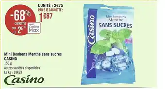 Géant Casino Mini bonbons menthe sans sucres casino offre