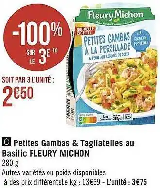 Géant Casino Petites gambas & tagliatelles au basilic fleury michon offre