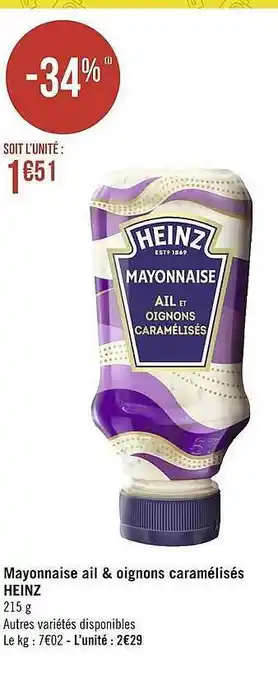 Géant Casino Mayonnaise ail & oignons caramélisés heinz offre