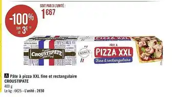 Pâte à pizza xxl fine et rectangulaire croustipate