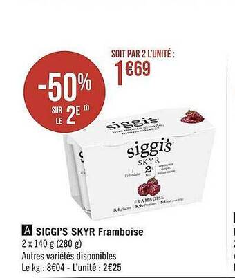 Géant Casino Siggi's skyr framboise offre
