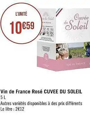 Géant Casino Vin de france rosé cuvée du soleil offre