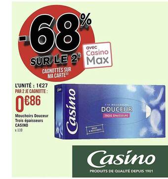 Géant Casino Mouchoirs douceur trois épaisseurs casino offre
