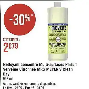 Nettoyant concentré multi-surfaces parfum verveine citronnée mrs meyer's clean