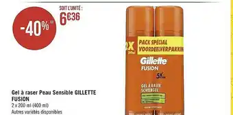 Géant Casino Gel à raser peau sensible gillette fusion offre