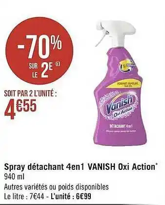 Géant Casino Spray détachant 4 en 1 vanish oxi action offre