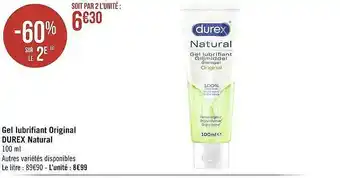 Géant Casino Gel lubrifiant original durex naturel offre