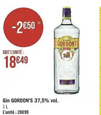 Géant Casino Gin gordon's 37,5% vol. offre