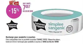 Géant Casino Recharge pour poubelle à couches tommee tippee offre