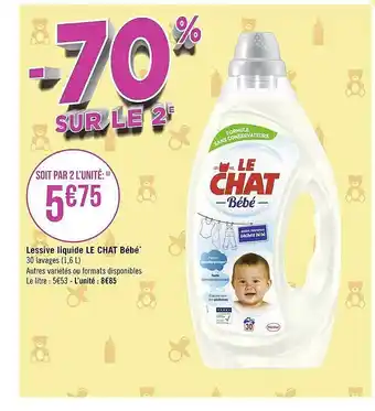 Géant Casino Lessive liquide le chat bébé offre