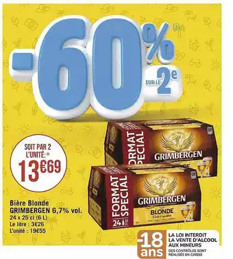 Géant Casino Bière blonde grimbergen 6,7% vol. offre