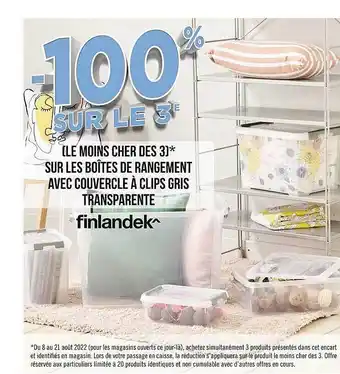 Géant Casino Boîtes de rangement avec couvercle à clips gris transparente finlandek^ offre