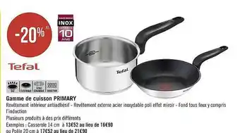 Géant Casino Gamme de cuisson primary tefal offre