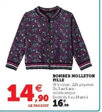 Super U Fille Bomber Molleton offre