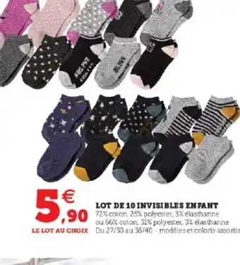 Super U Lot de 10 Invisibles Enfant offre