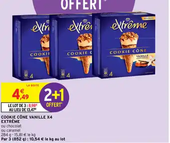 Intermarché Cookie cône vanille x4 extrème offre