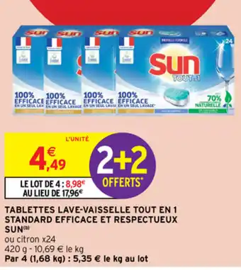 Intermarché Tablettes lave-vaisselle tout en 1 standard efficace et respectueux sun offre